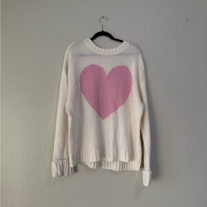 Show Me Your MuMu Cream Sweater with Pink Heart